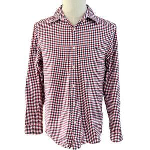 Vineyard Vines Classic Fit Shirt Blue & Red Plaid Button Down SMALL